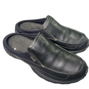 TIMBERLAND Smart Comfort Leather Mules Slides Slip-On Stretch Womens 8 Black